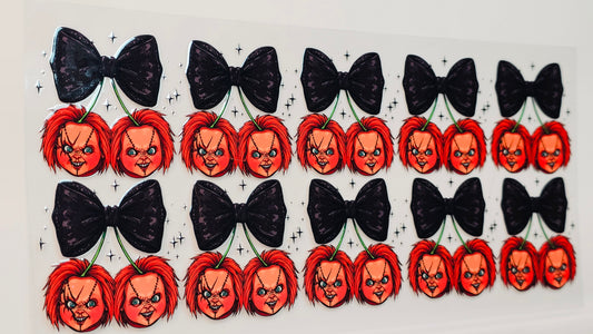 Chuckie Bows Halloween Hearts Horror Movie UVDTF Wrap 16 oz