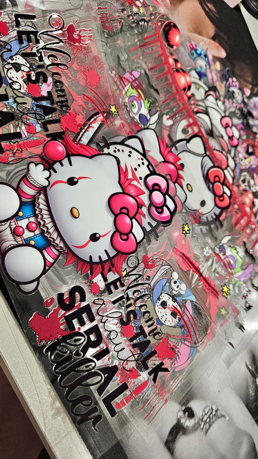 33 Hello Kitty Horror Cup Wraps/ Stitch/ Halloween Tumbler Wrap Bundle/ Creepy 16 oz UVDTF Wraps/ Horror Movie Cup Supplies/ Snow Globe
