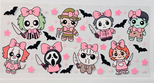 Baby Scream Ghostface Halloween Hearts Horror Movie UVDTF Wrap 16 oz