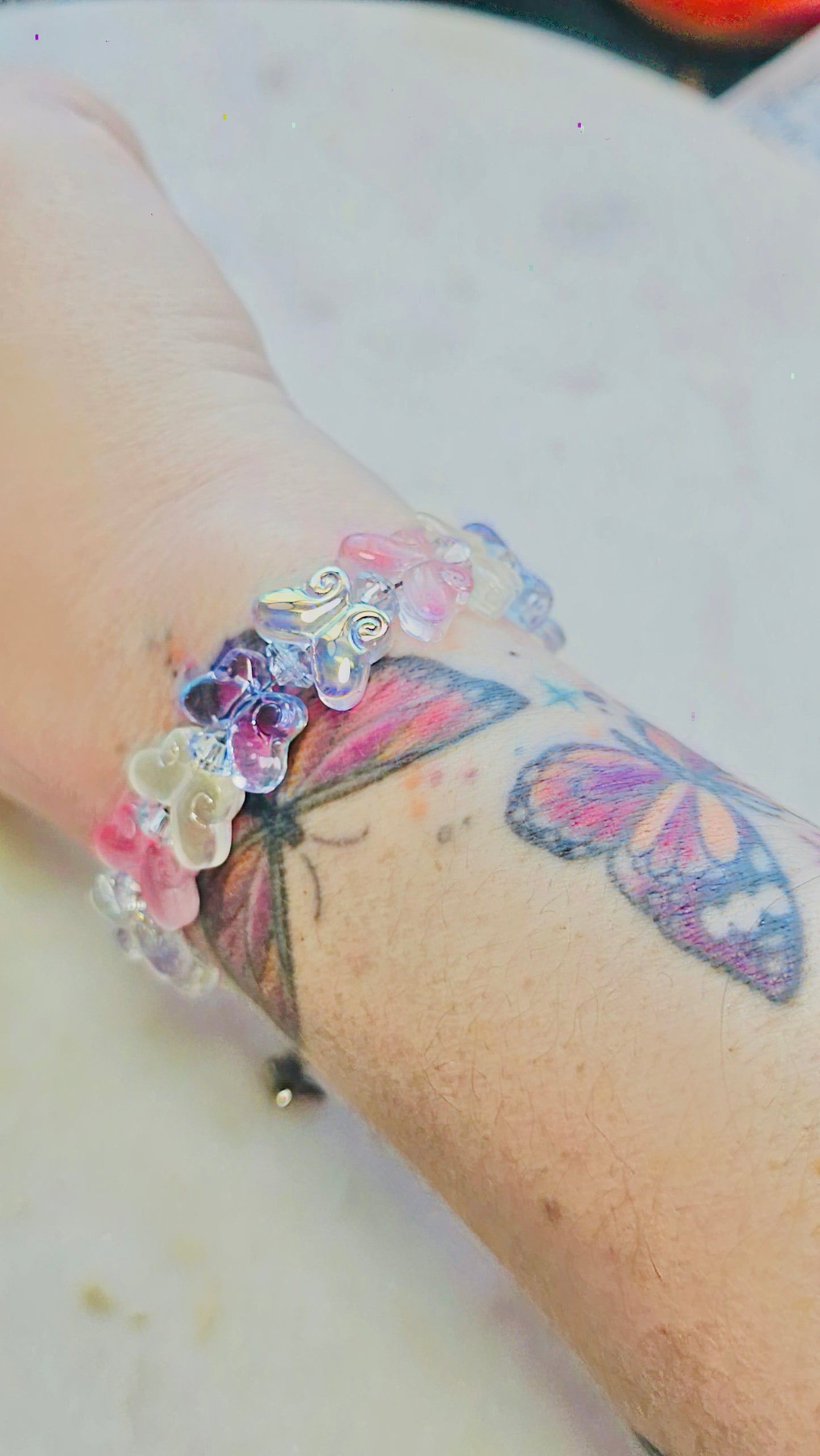 Color Shifting Glass Butterfly Bracelet | Adjustable Bracelet | Heart Jewelry | Raver Bracelet | Girly Bracelet | Fairy Core