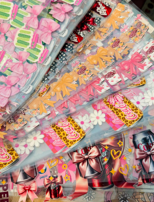 SODA 10 Bulk Order UVDTF / Choice of adding Pickle Wraps / Drink UVDTF 16 Oz Cup Tumbler Wrap